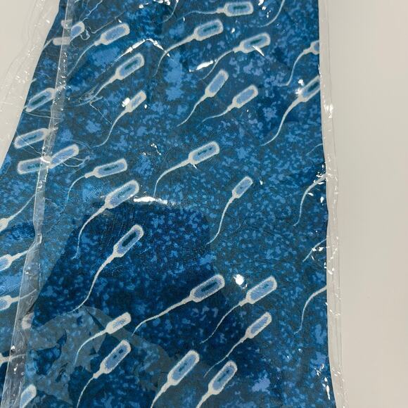 Vintage 1997 Absolut Dad Funky New Dad Sperm Print Turquoise Silk Necktie New - Picture 2 of 3